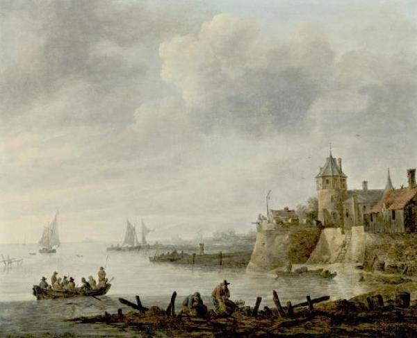 Jan van  Goyen River Scene with a Fortified Shore France oil painting art